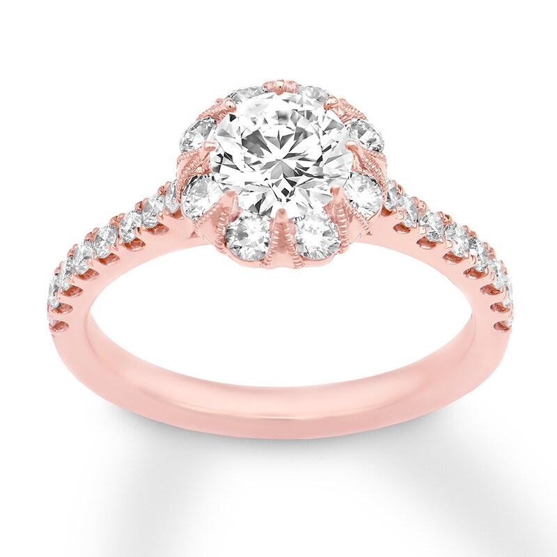 Diamond Engagement Ring 1-3/8 ct tw Round 14K Rose Gold