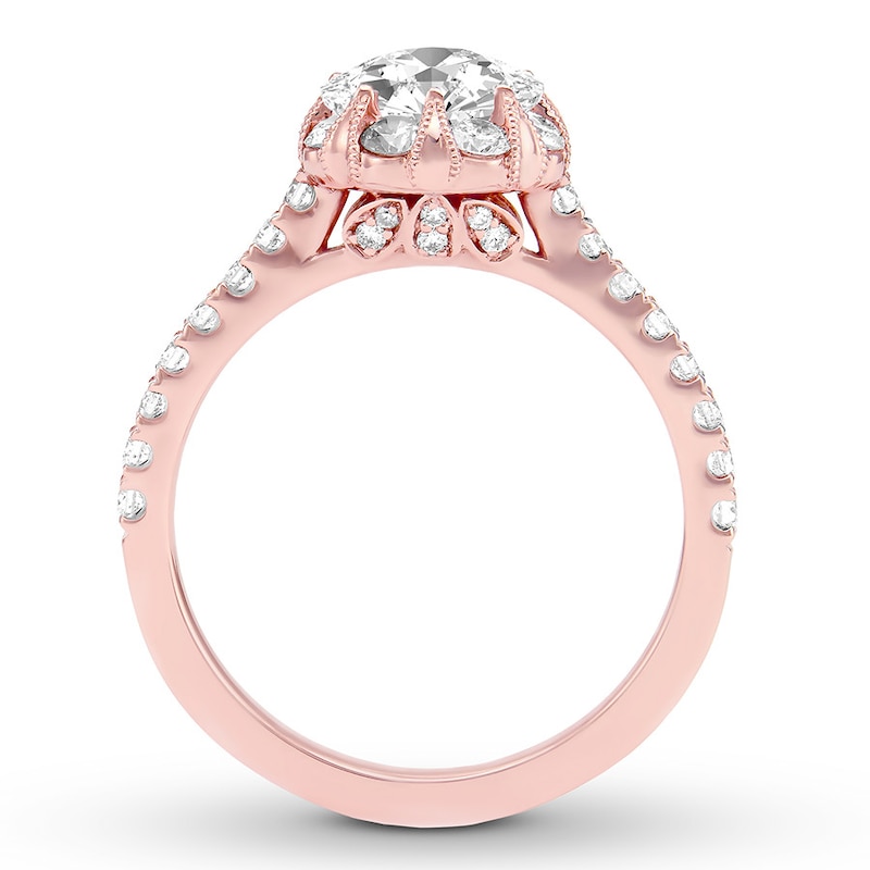 Diamond Engagement Ring 1-3/8 ct tw Round 14K Rose Gold