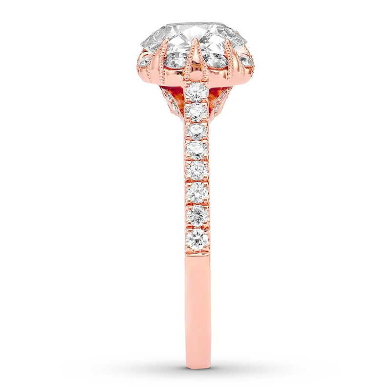Diamond Engagement Ring 1-3/8 ct tw Round 14K Rose Gold