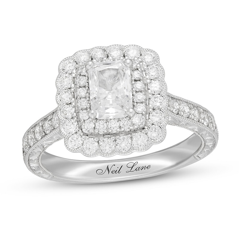 Neil Lane Engagement Ring 1 1/2 ct tw Radiant 14K White Gold