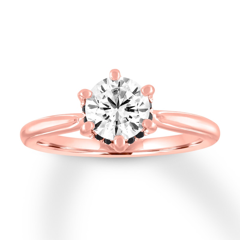 Diamond Engagement Ring 1 ct tw White & Black 14K Rose Gold with 360