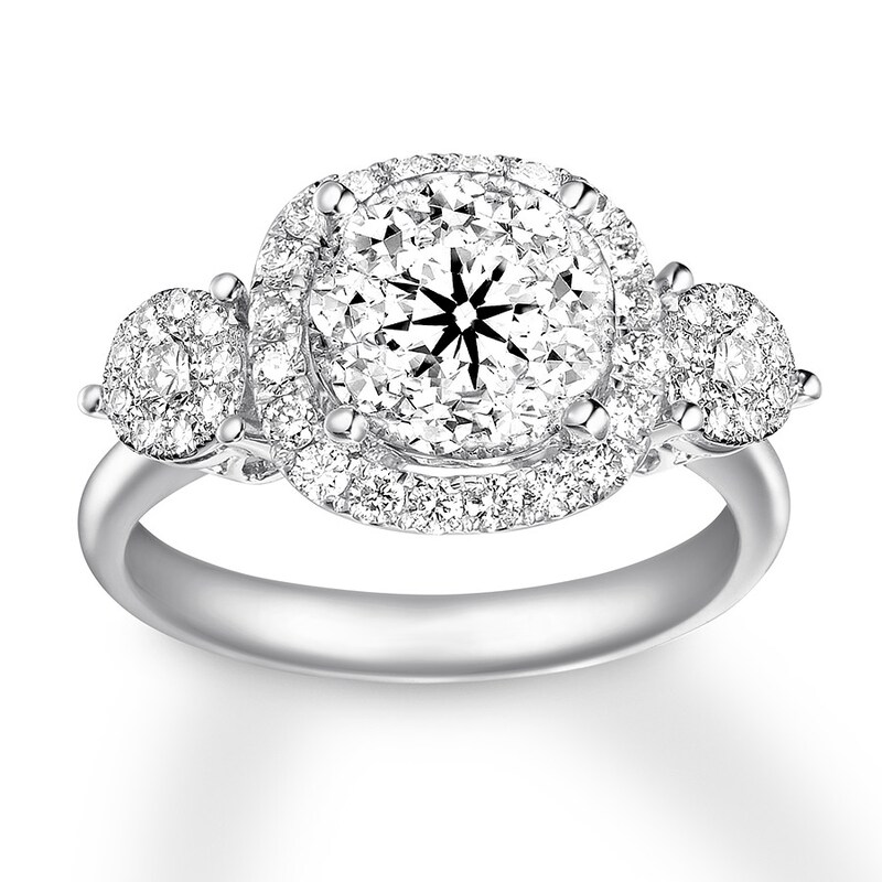 Diamond Engagement Ring 1-1/8 ct tw Round 14K White Gold with 360