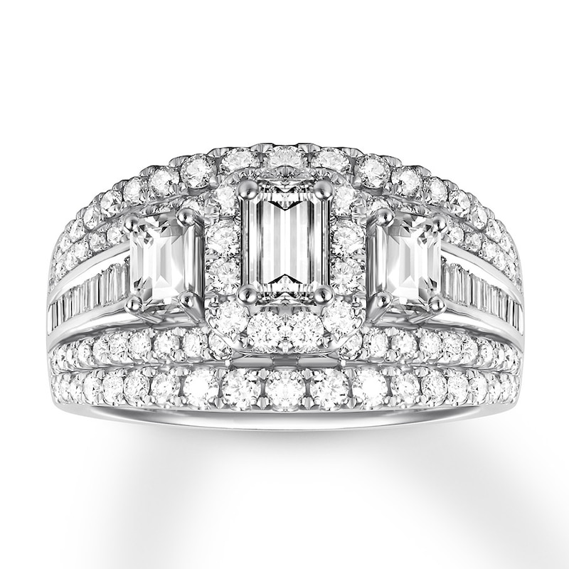 Diamond Engagement Ring 2-1/8 ct tw Emerald-cut 14K White Gold