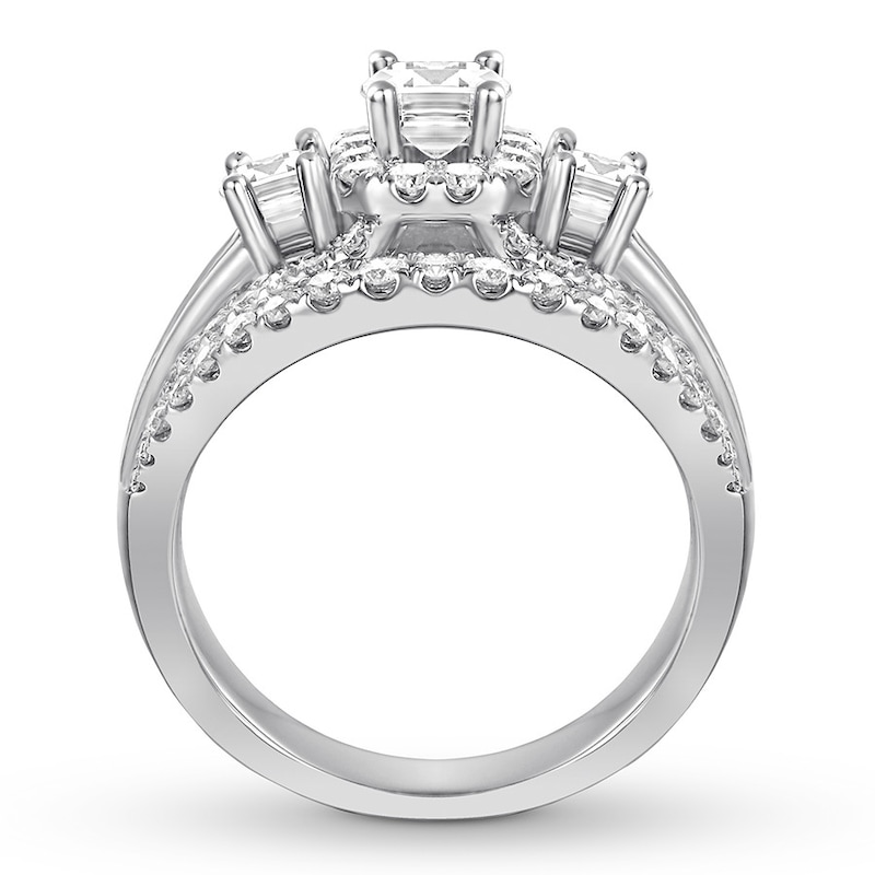 Diamond Engagement Ring 2-1/8 ct tw Emerald-cut 14K White Gold