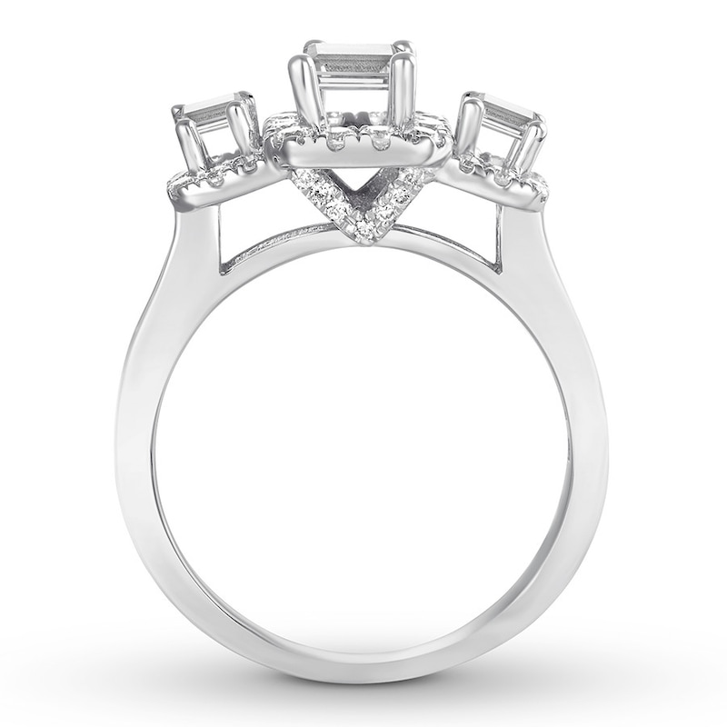 Diamond Engagement Ring 1-7/8 ct tw Emerald-cut 14K White Gold