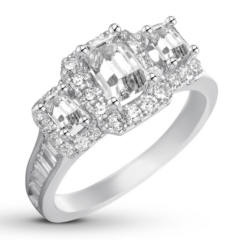 Diamond Engagement Ring 1-7/8 ct tw Emerald-cut 14K White Gold