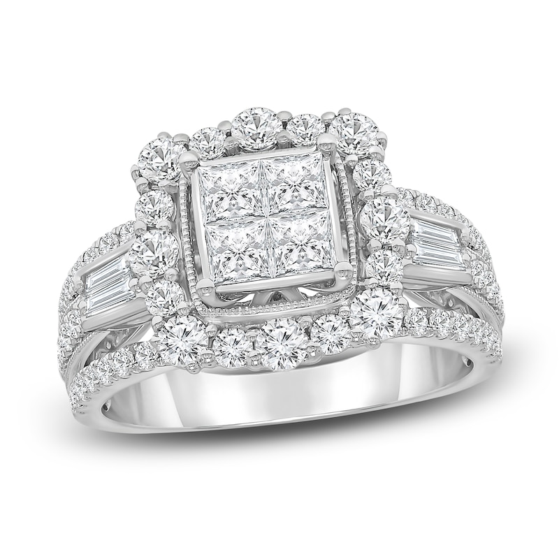 Main Image 1 of Diamond Engagement Ring 2 ct tw Princess-cut 14K White Gold