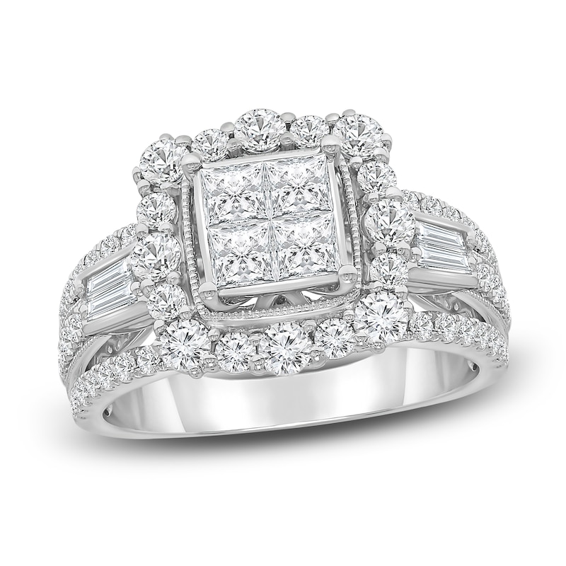 Diamond Engagement Ring 2 ct tw Princess-cut 14K White Gold