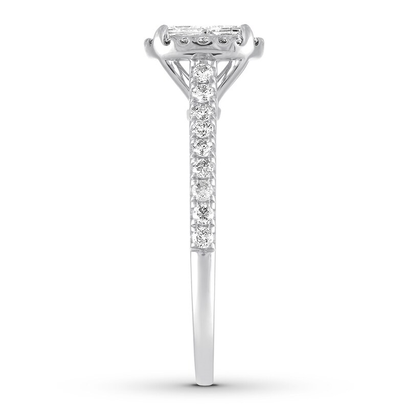 Diamond Engagement Ring 1 ct tw Princess/Round 14K White Gold