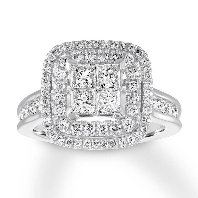Main Image 1 of Diamond Engagement Ring 1-1/2 ct tw Princess/Round 14K Gold