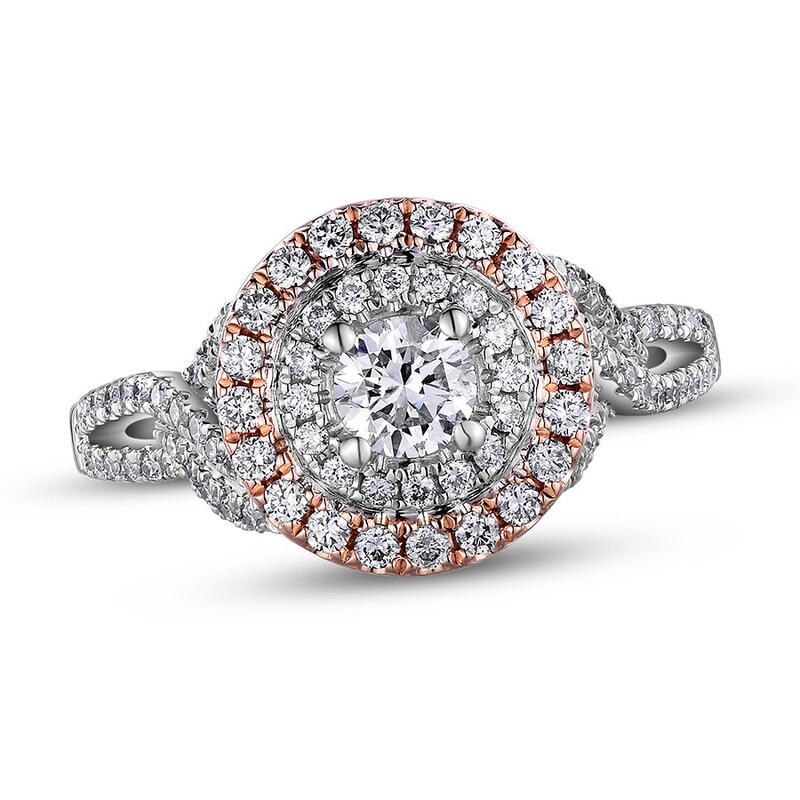Diamond Engagement Ring 7/8 ct tw Round 14K Two-Tone Gold