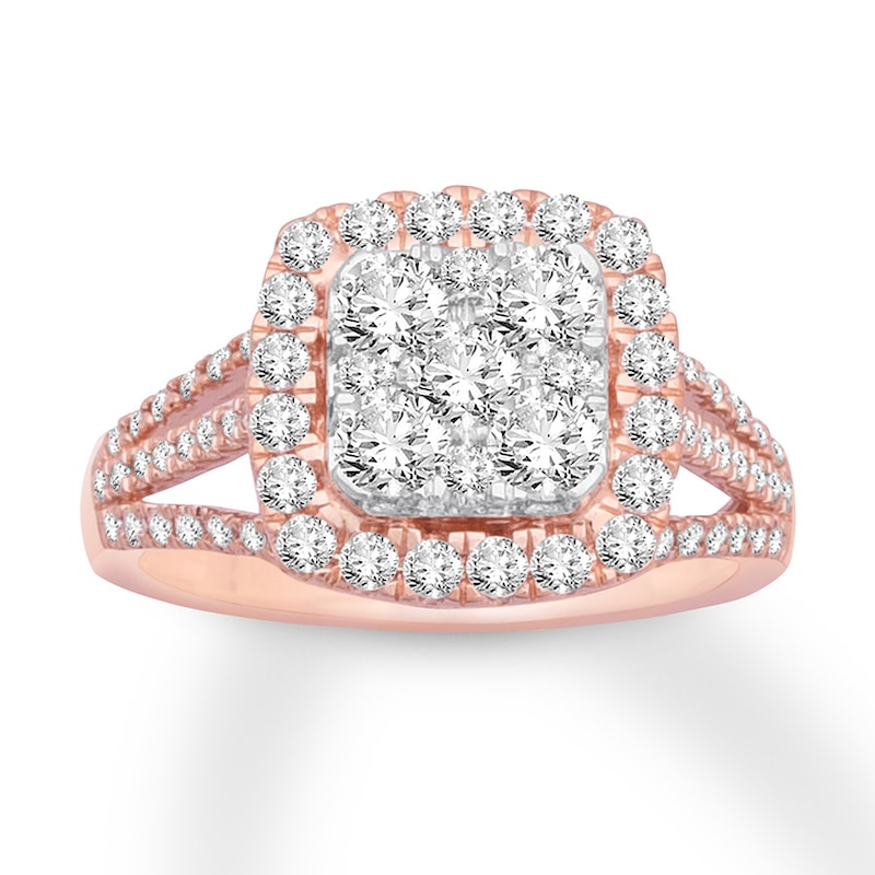 Diamond Engagement Ring 1-1/2 carat tw Round 14K Rose Gold