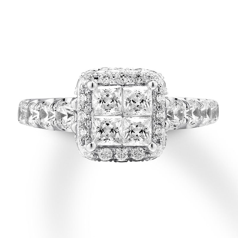 Diamond Engagement Ring 2 ct tw Princess-cut 14K White Gold