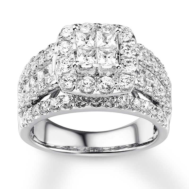 Diamond Engagement Ring 2-1/2 ct tw Princess/Round 14K Gold