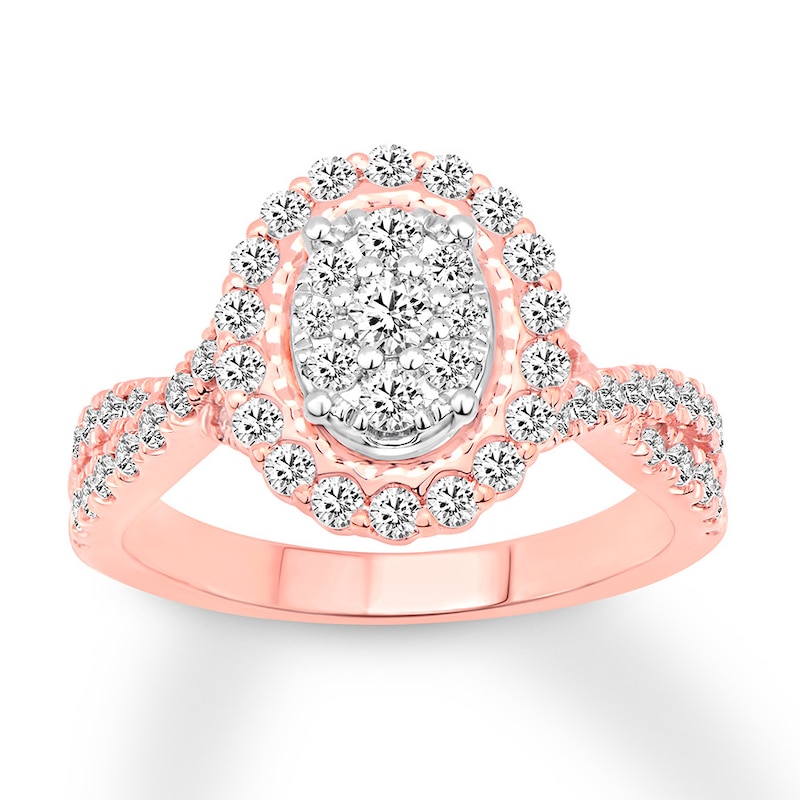 Diamond Engagement Ring 7/8 carat tw Round 14K Rose Gold