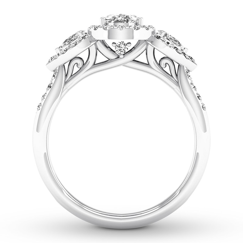 Diamond Engagement Ring 7/8 ct tw Pear-shaped/Round 14K White Gold