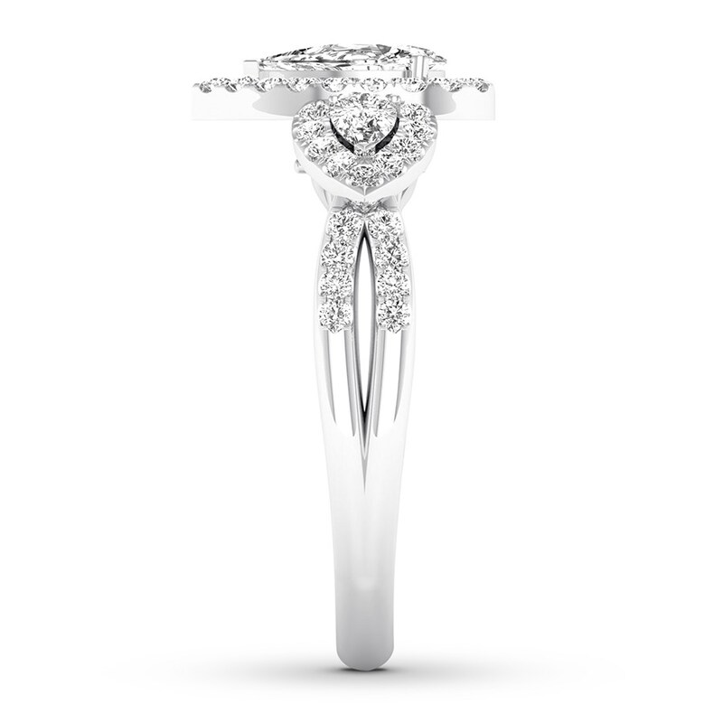 Main Image 3 of Diamond Engagement Ring 7/8 ct tw Pear-shaped/Round 14K White Gold