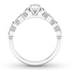 Thumbnail Image 1 of Diamond Engagement Ring 7/8 ct tw Emerald/Round/Marquise 14K White Gold