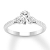 Thumbnail Image 0 of Diamond 3-Stone Ring 7/8 ct tw Oval/Pear-shaped/Round 14K White Gold
