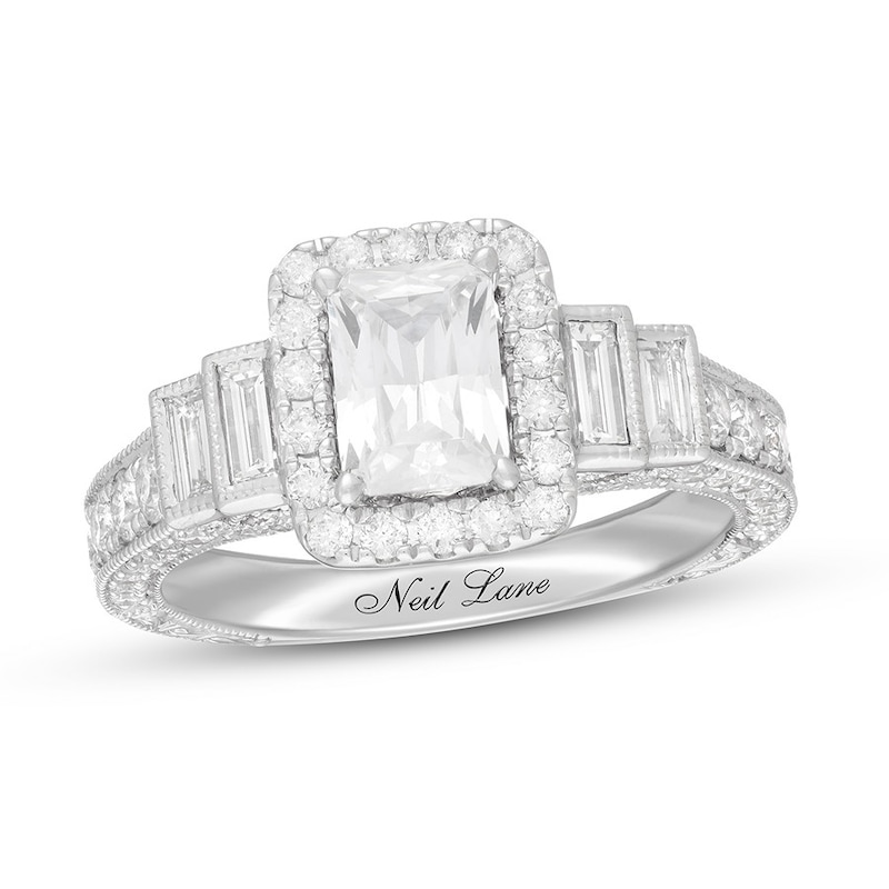 Neil Lane Engagement Ring 2 1/6 ct tw Radiant 14K White Gold