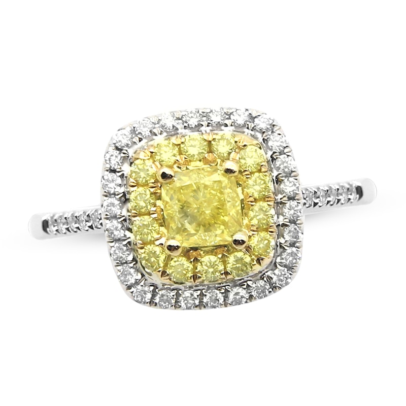 Diamond Engagement Ring 1 ct tw Round/Cushion 14K Two-Tone Gold