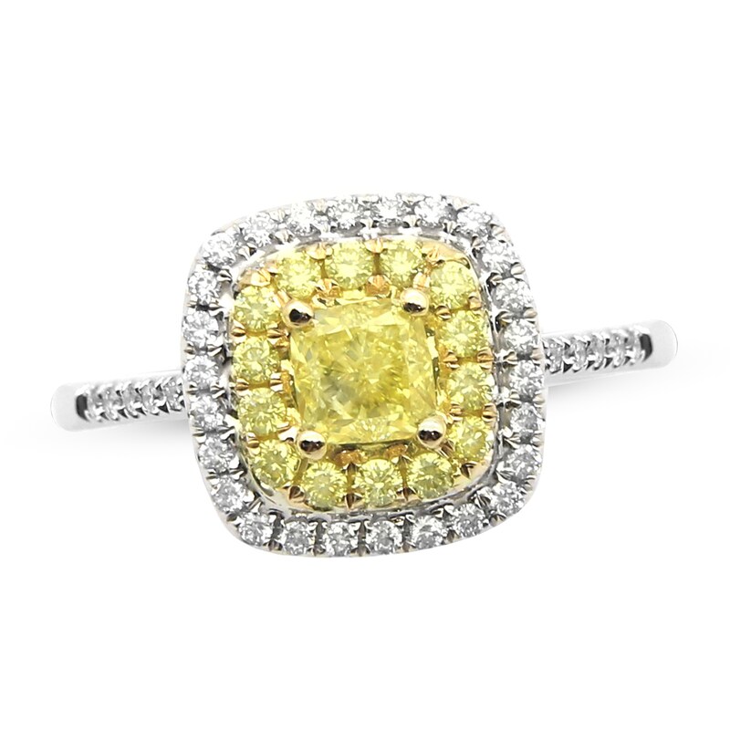 Main Image 1 of Diamond Engagement Ring 1 ct tw Round/Cushion 14K Two-Tone Gold