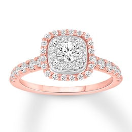 Diamond Engagement Ring 7/8 carat tw Round 14K Rose Gold
