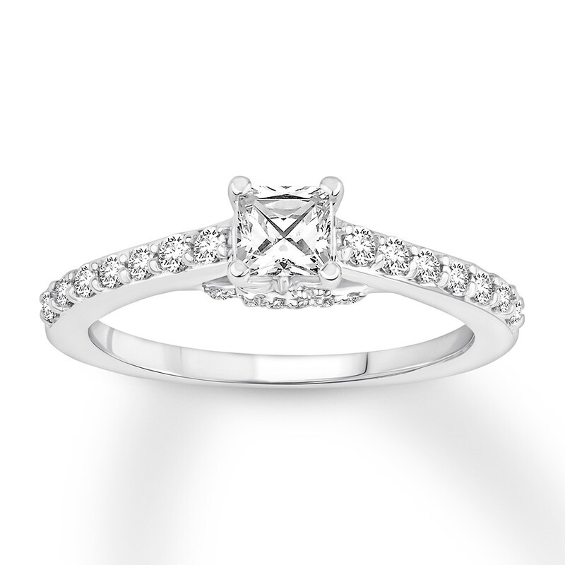 Diamond Engagement Ring 3/4 ct tw Princess-cut 14K White Gold