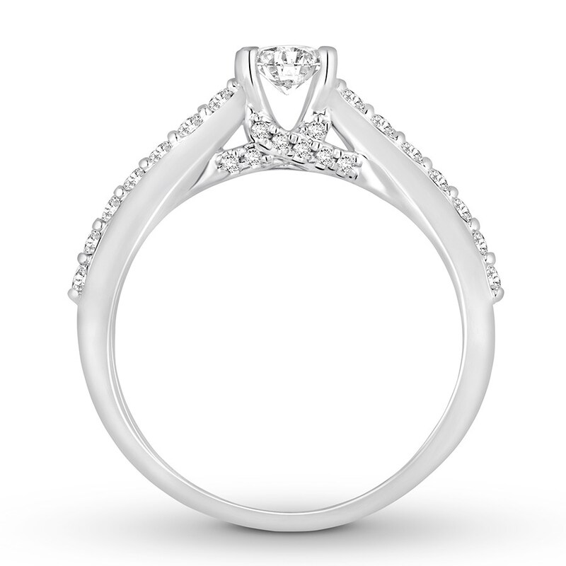 Diamond Engagement Ring 3/4 ct tw Princess-cut 14K White Gold