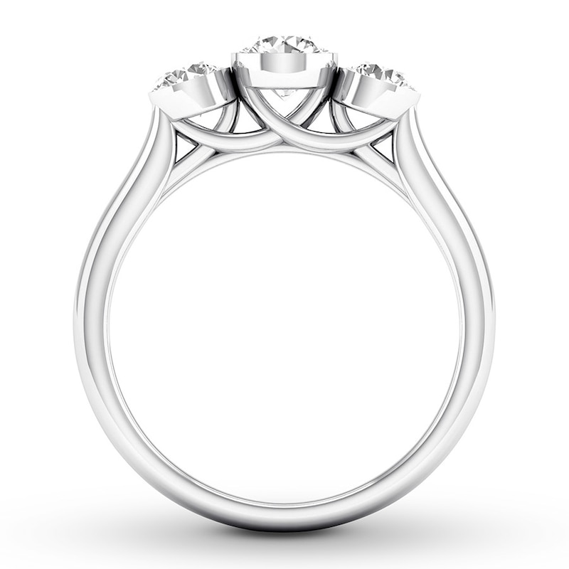 Diamond 3-Stone Ring 1 ct tw Round 14K White Gold
