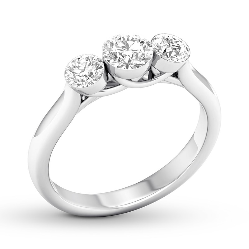 Diamond 3-Stone Ring 1 ct tw Round 14K White Gold