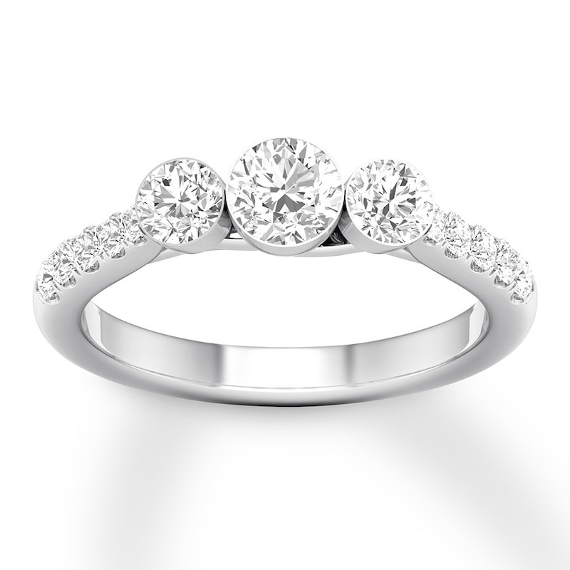 Diamond 3-Stone Ring 1 ct tw Round 14K White Gold