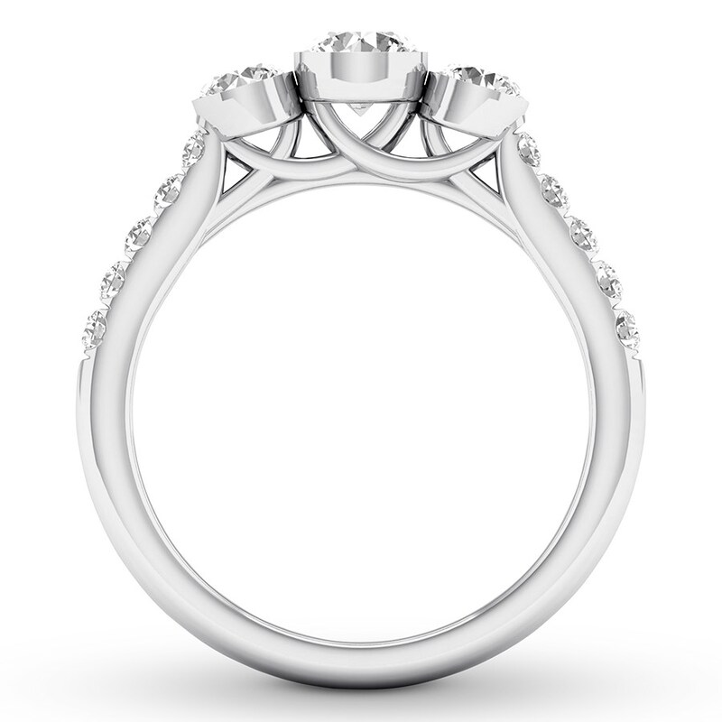 Diamond 3-Stone Ring 1 ct tw Round 14K White Gold