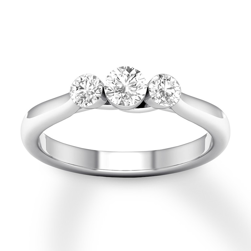 Diamond 3-Stone Ring 1/2 ct tw Round 14K White Gold