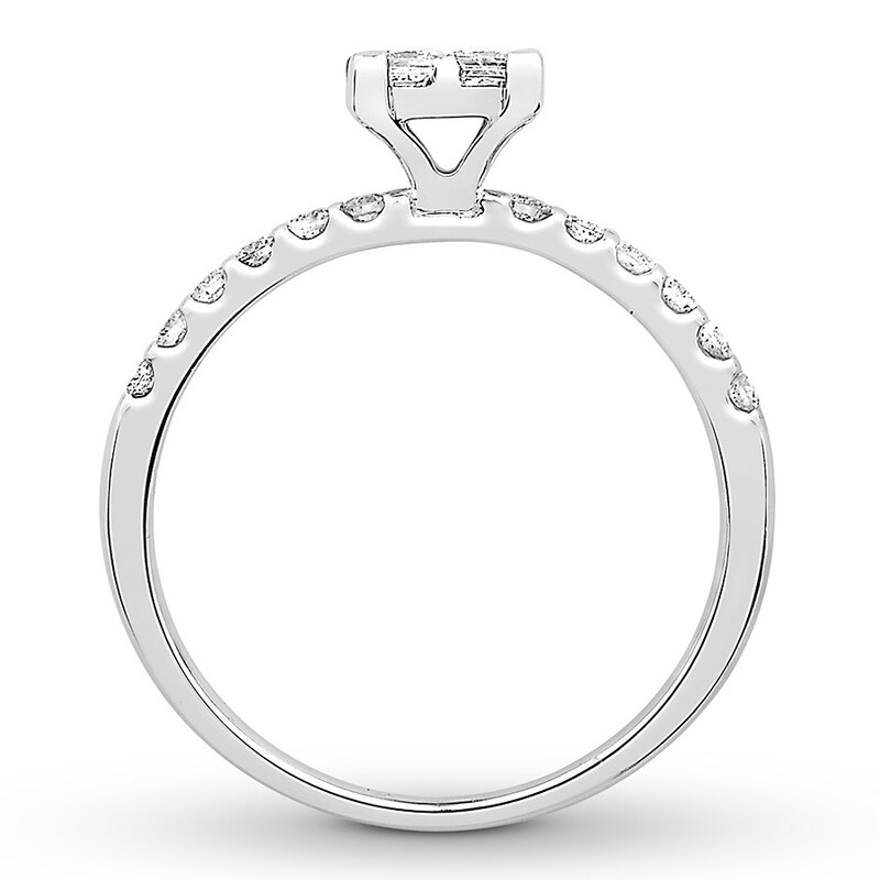 Main Image 2 of Diamond Engagement Ring 5/8 ct tw Princess/Round 14K White Gold