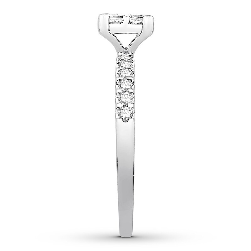 Main Image 3 of Diamond Engagement Ring 5/8 ct tw Princess/Round 14K White Gold
