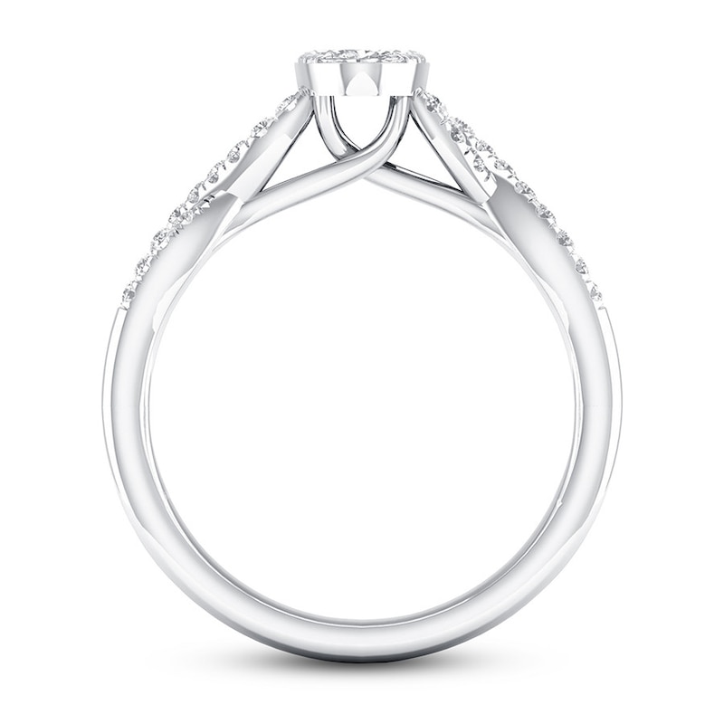 Diamond Engagement Ring 5/8 ct tw Oval/Round 14K White Gold