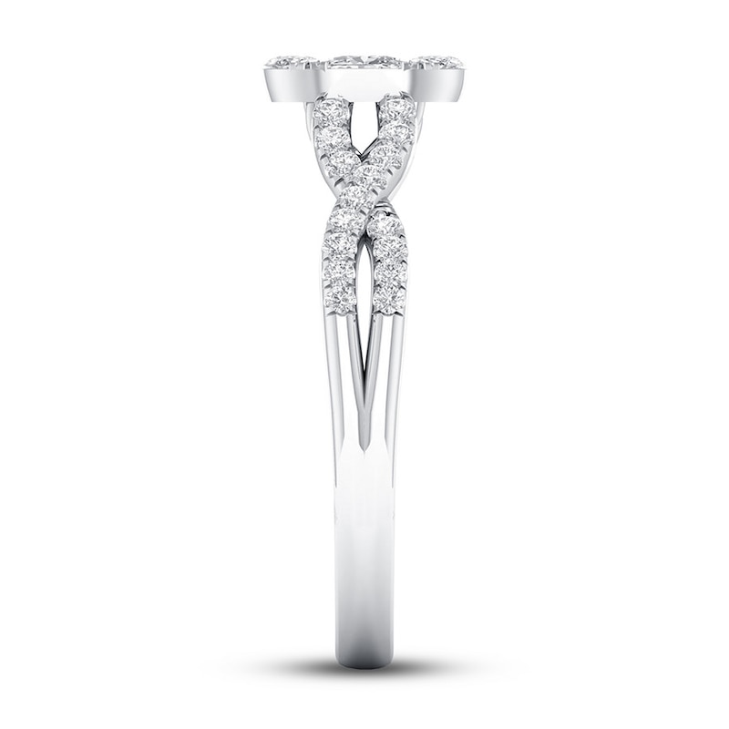 Diamond Engagement Ring 5/8 ct tw Oval/Round 14K White Gold