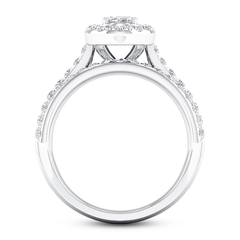 Diamond Engagement Ring 1 1/2 ct tw Oval/Round 14K White Gold