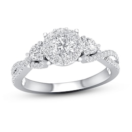 Diamond Engagement Ring 1 ct tw Round 14K White Gold 8.2mm