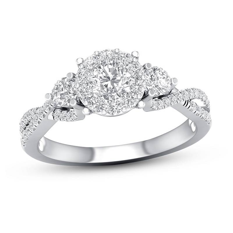 Main Image 1 of Diamond Engagement Ring 1 ct tw Round 14K White Gold 8.2mm