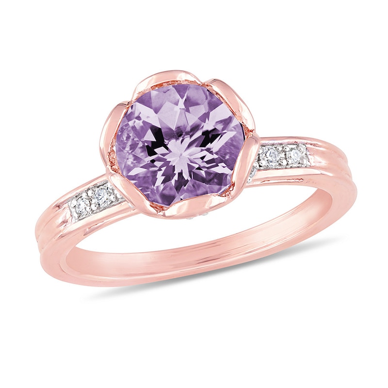 Purple amethyst rose gold ring
