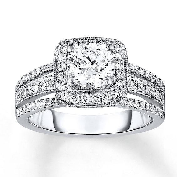 Diamond Engagement Ring 3 ct tw Princess-cut 14K White Gold