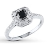 Thumbnail Image 0 of Black/White Diamond Ring 5/8 ct tw Princess-cut 10K White Gold