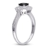 Thumbnail Image 1 of Black/White Diamond Ring 5/8 ct tw Princess-cut 10K White Gold