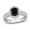 Thumbnail Image 1 of Black Diamond Ring 1 ct tw Oval-cut 14K White Gold