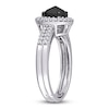 Thumbnail Image 1 of Black Diamond Ring 1 ct tw Oval-cut 14K White Gold