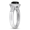 Thumbnail Image 2 of Black Diamond Ring 1 ct tw Oval-cut 14K White Gold