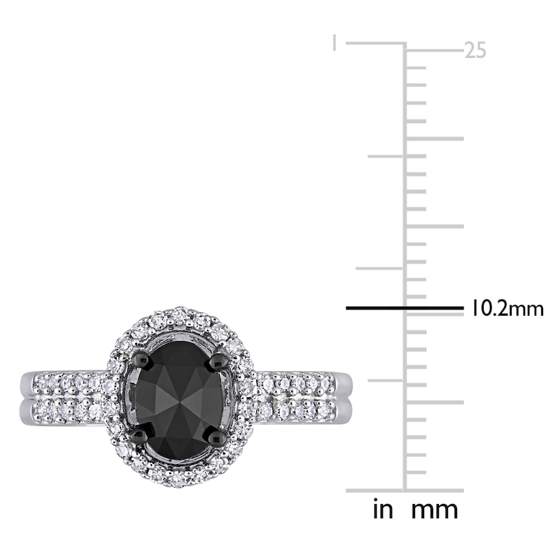 Black Diamond Ring 1 ct tw Oval-cut 14K White Gold