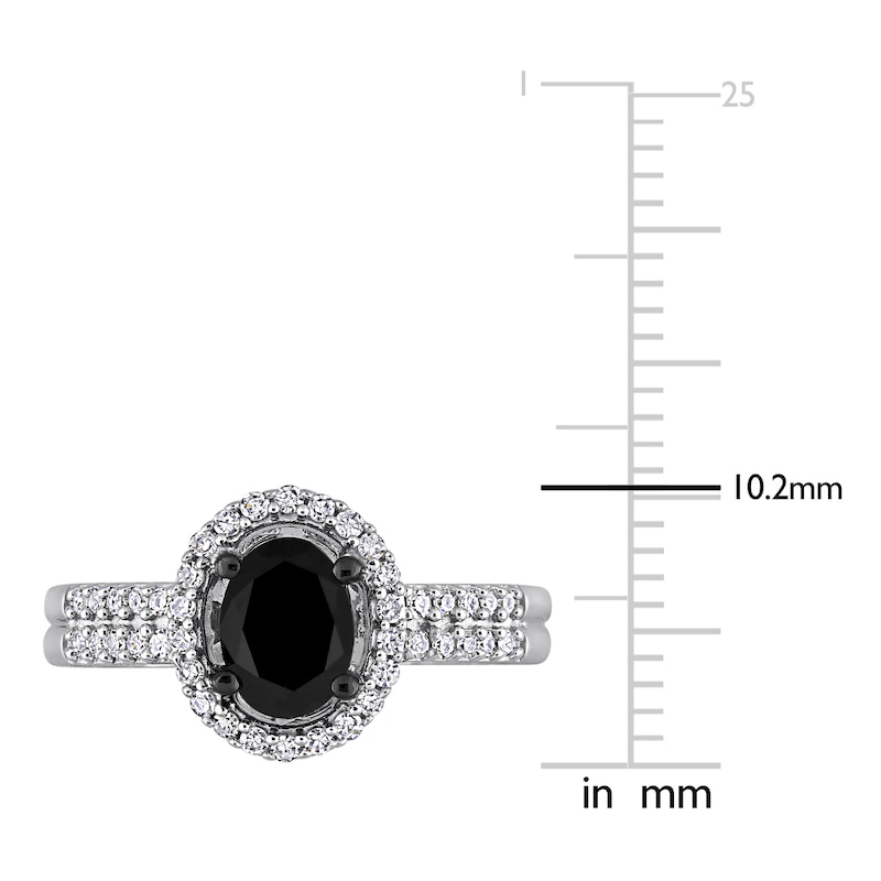 Main Image 4 of Black Diamond Ring 1 ct tw Oval-cut 14K White Gold